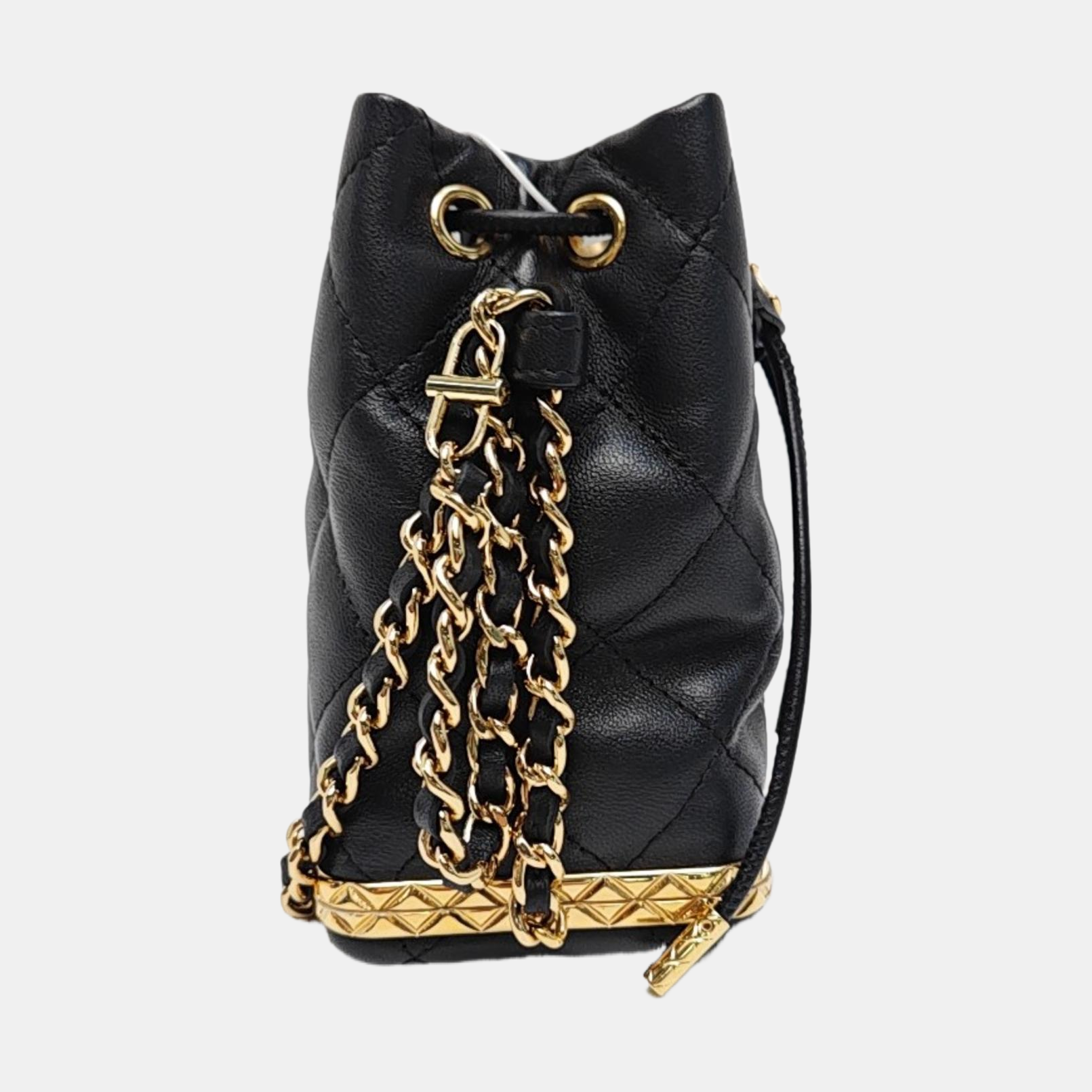 Quilted Lambskin Bucket Bag Black