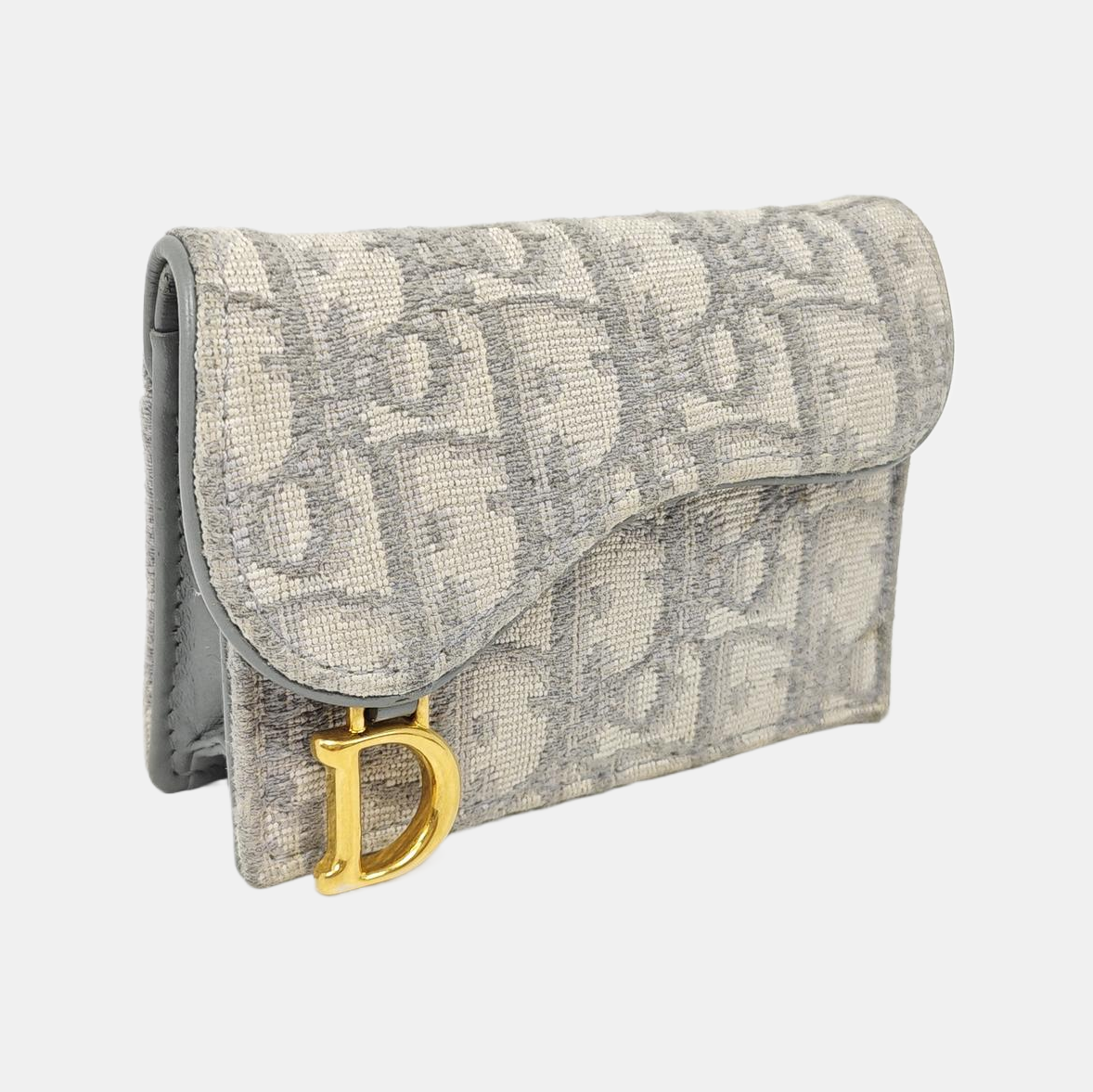 Authenticated pre-owned  Saddle Oblique Fabric Gray Card Holder - Card Holder at Looply