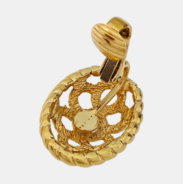 Twist Round Metal Gold Clip On Earrings