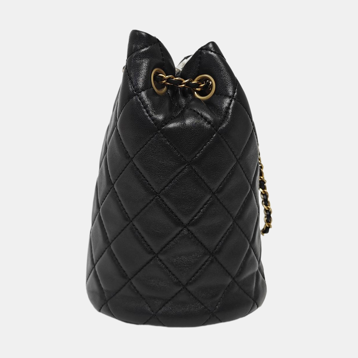 Quilted Lambskin Bucket Bag Black