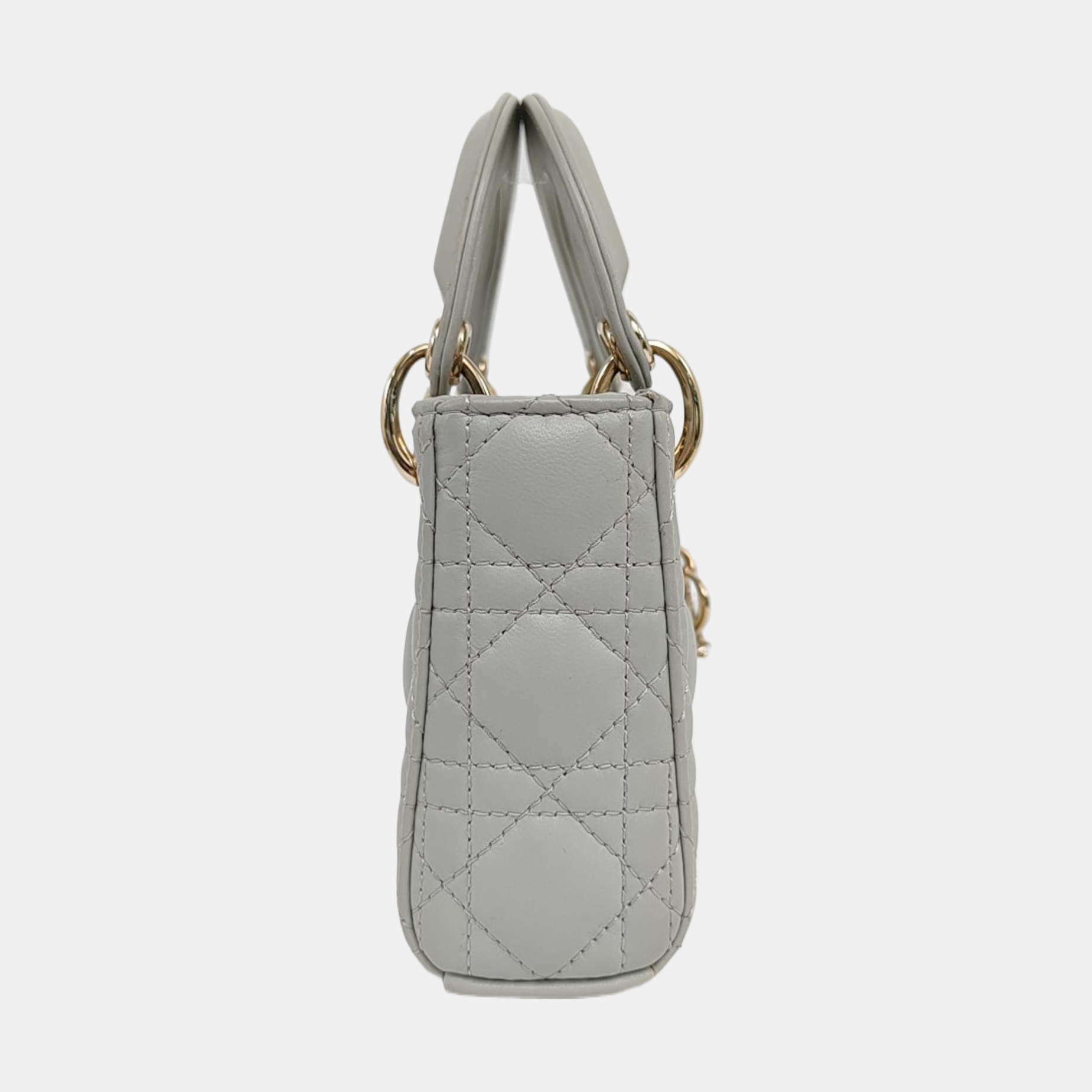Authenticated pre-owned  Lady Dior Super Mini Quilted Lambskin Grey - Shoulder Bag at Looply