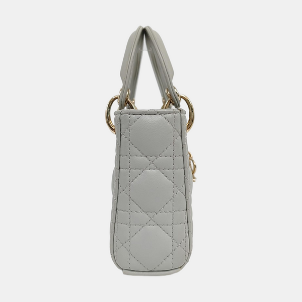 Authenticated pre-owned  Lady Dior Super Mini Quilted Lambskin Grey - Shoulder Bag at Looply