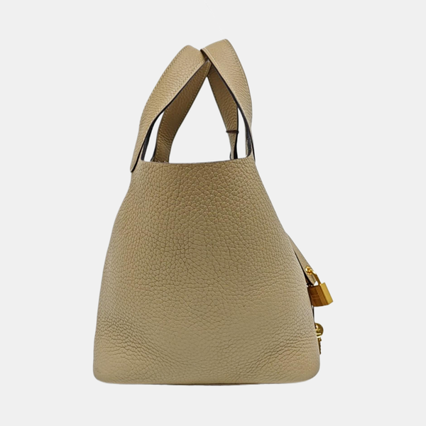 Authenticated pre-owned  Picotin Lock 18 Clemence Beige - Bucket Bag at Looply