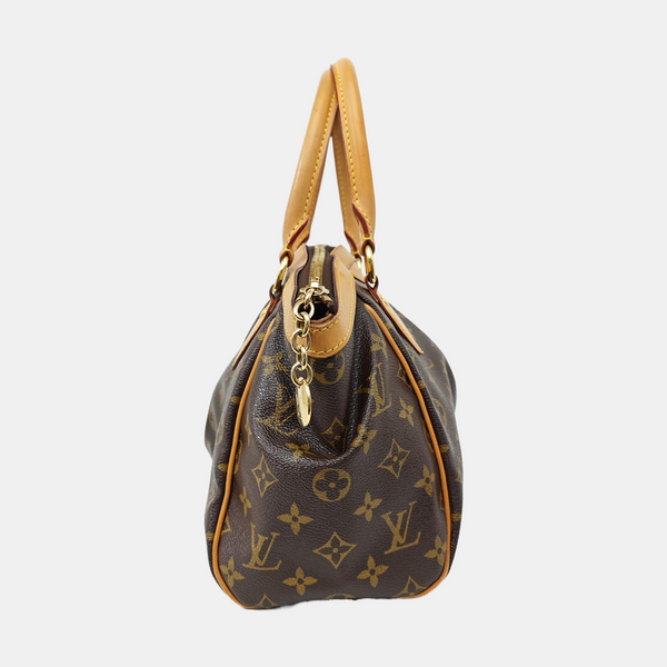 Monogram Coated Canvas Top Handle Bag Brown