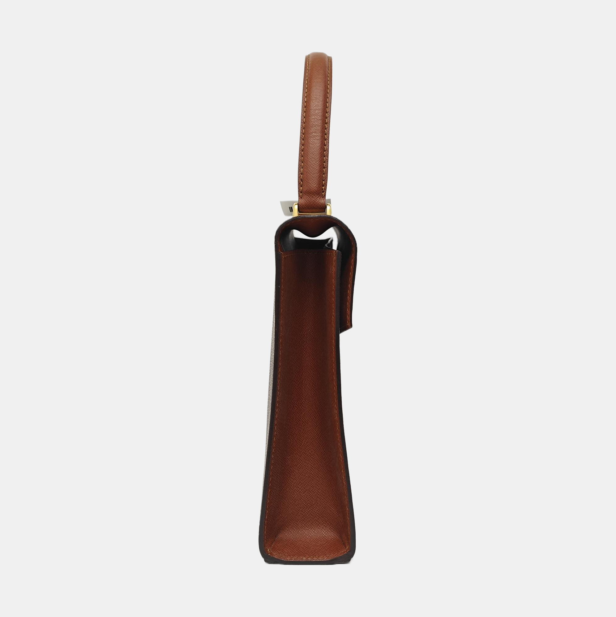Coated Canvas Top Handle Bag Brown