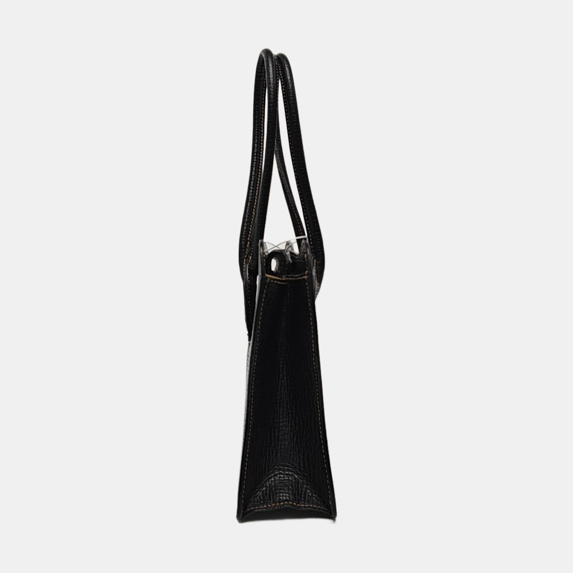 Calfskin Top Handle Bag Black
