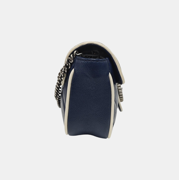 GG Marmont Super Mini Quilted Calfskin Blue