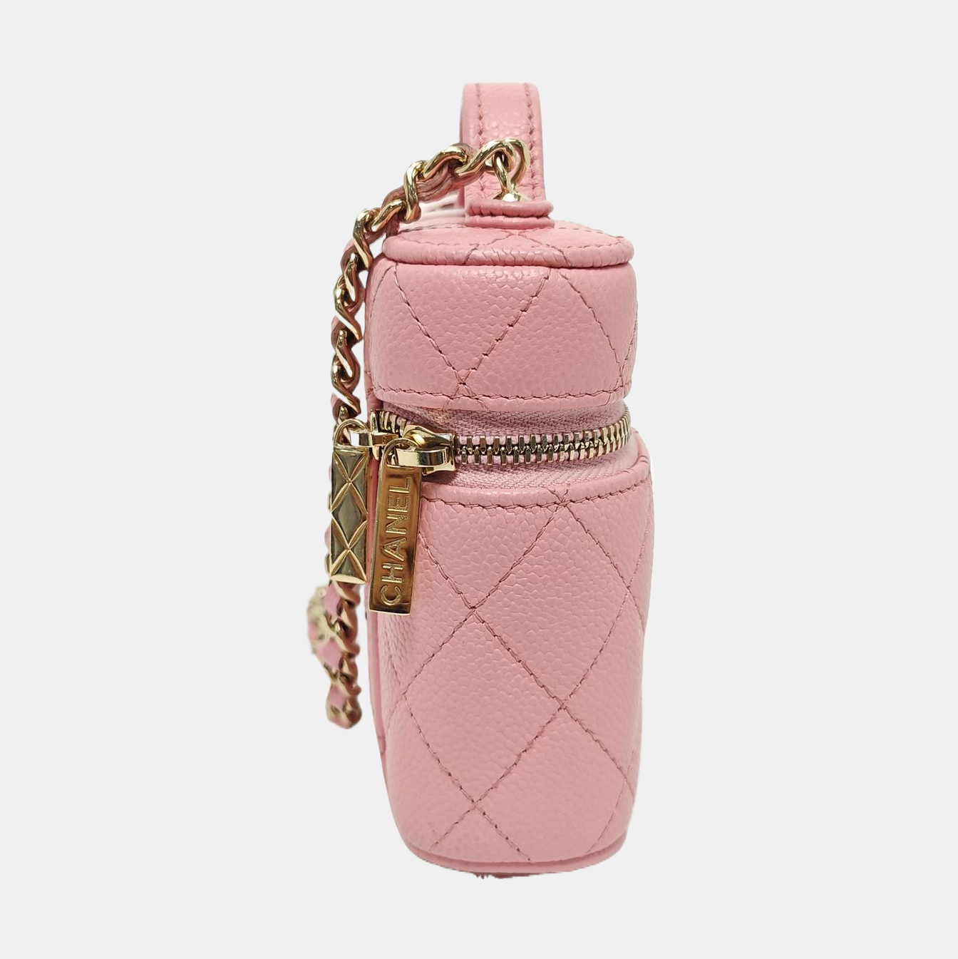 VANITY CASE Mini Quilted Grained Calfskin Pink