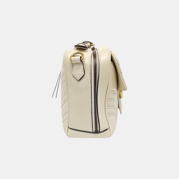 GG Marmont Medium Quilted Calfskin White