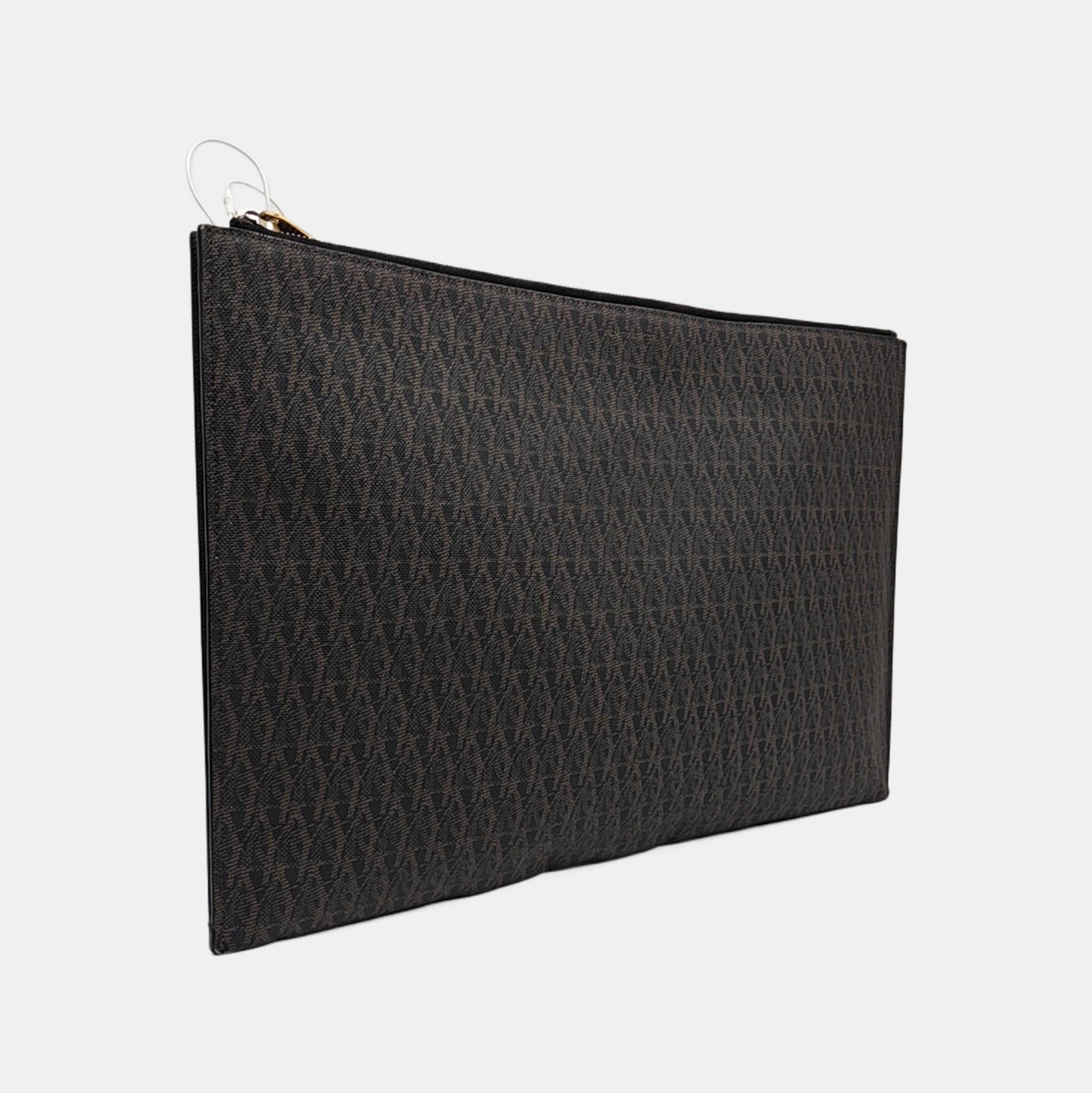 Coated Canvas Clutch Brown