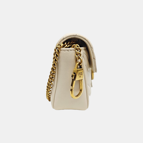 GG Marmont Mini Quilted Calfskin White