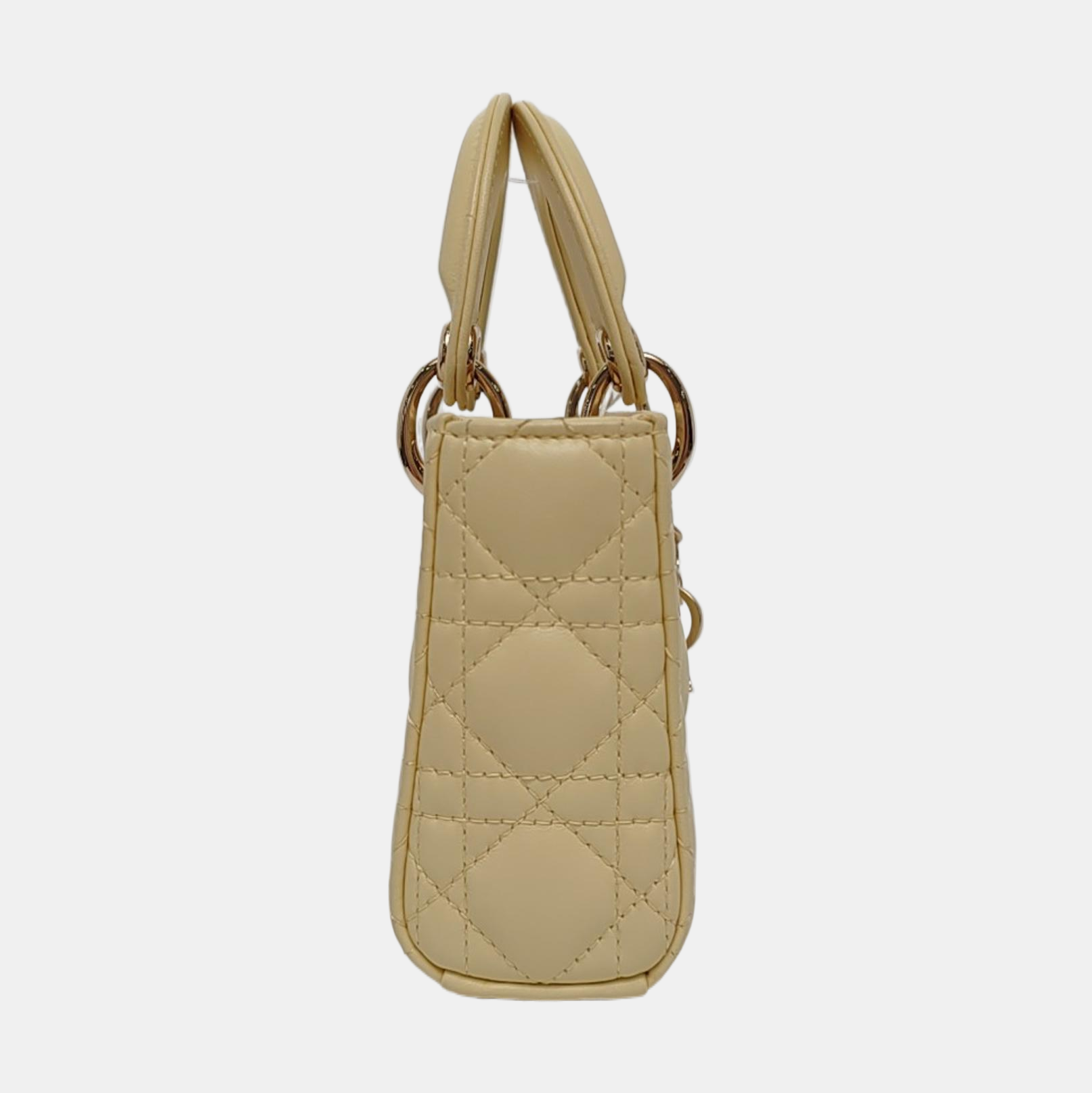 Lady Dior Super Mini Piel de Cordero Acolchada Amarilla