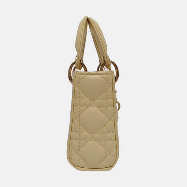 Lady Dior Super Mini Piel de Cordero Acolchada Amarilla