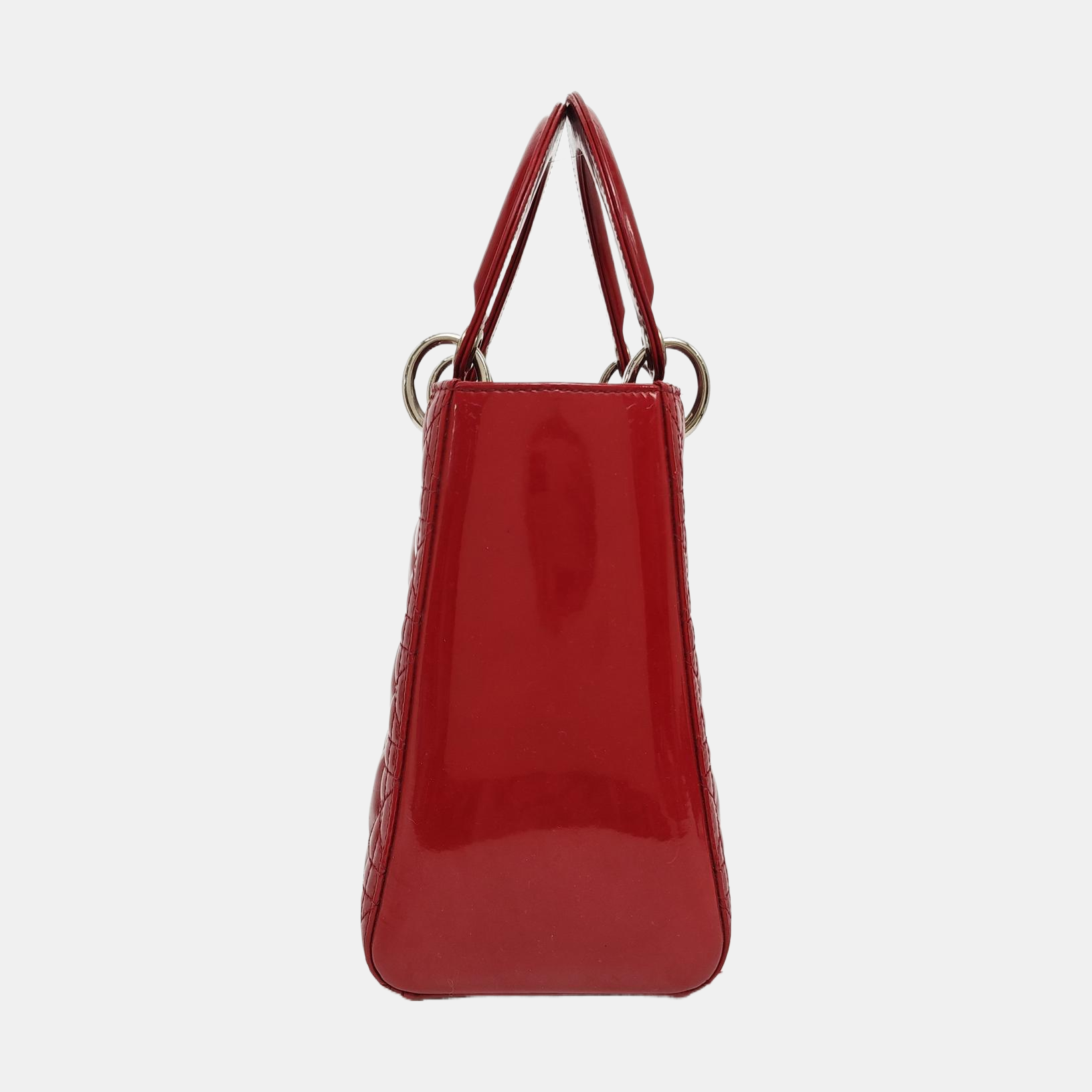 Lady Dior Medium Quilted Patent Leather Red