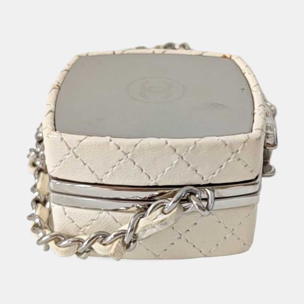 Quilted Lambskin Shoulder Bag White