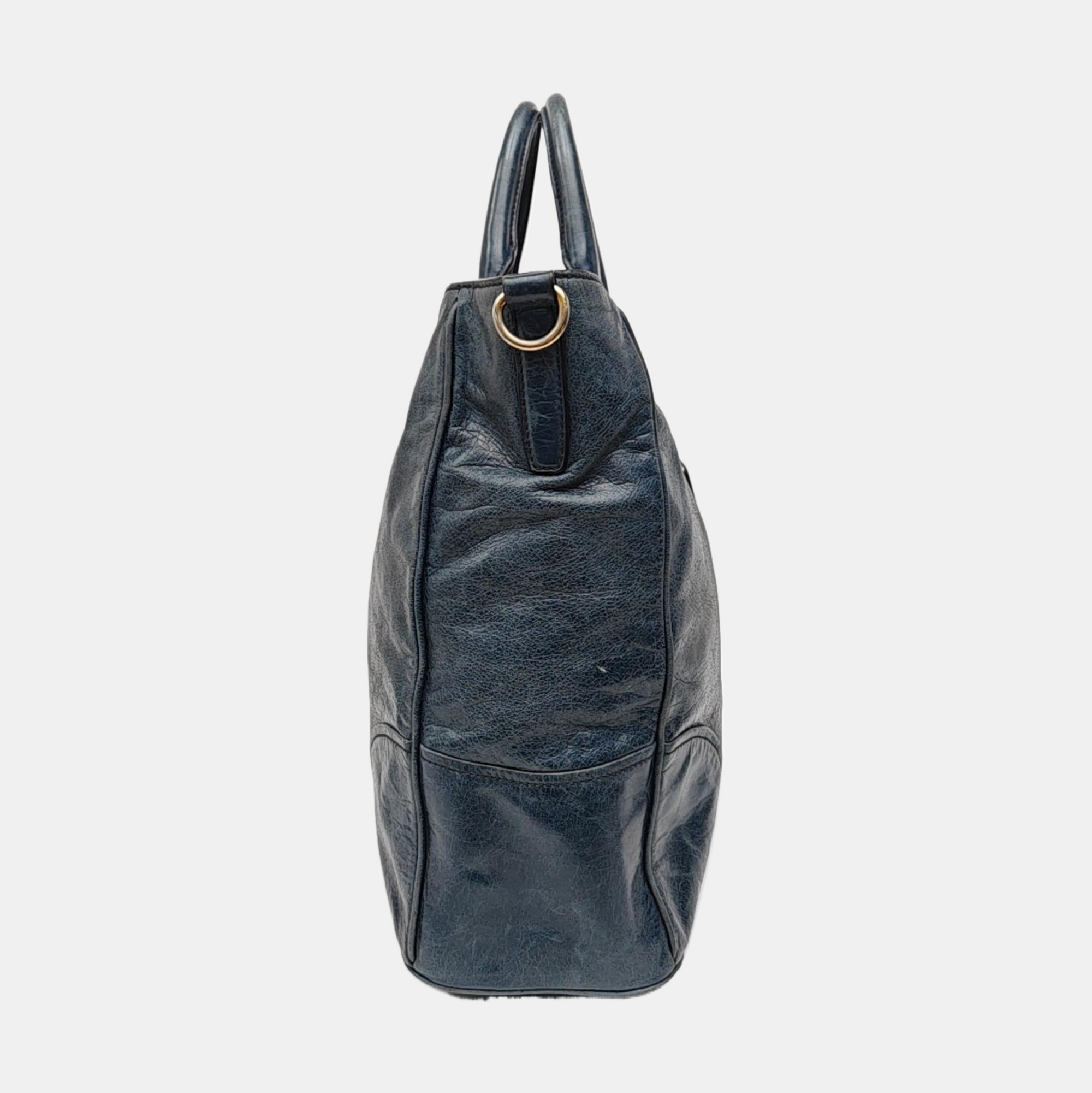 Calfskin Shoulder Bag Blue