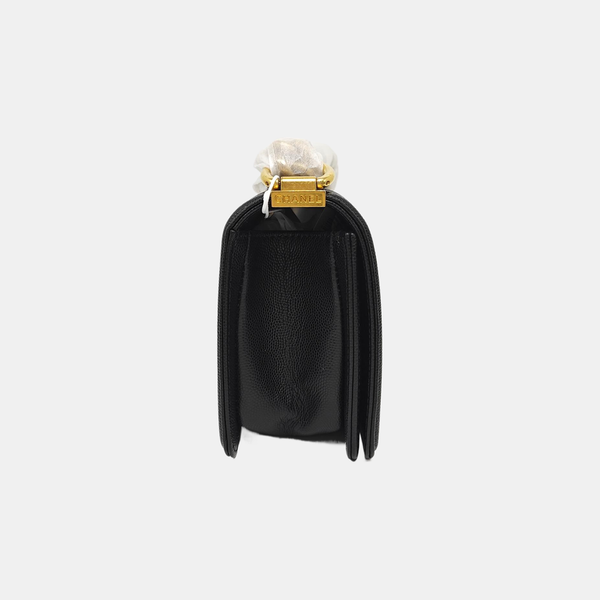 BOY CHANEL Small Quilted Grained Calfskin Black