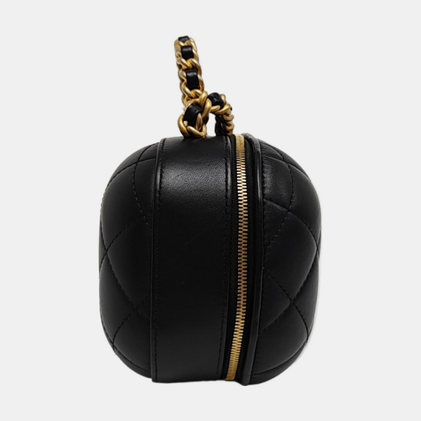 Quilted Lambskin Shoulder Bag Black