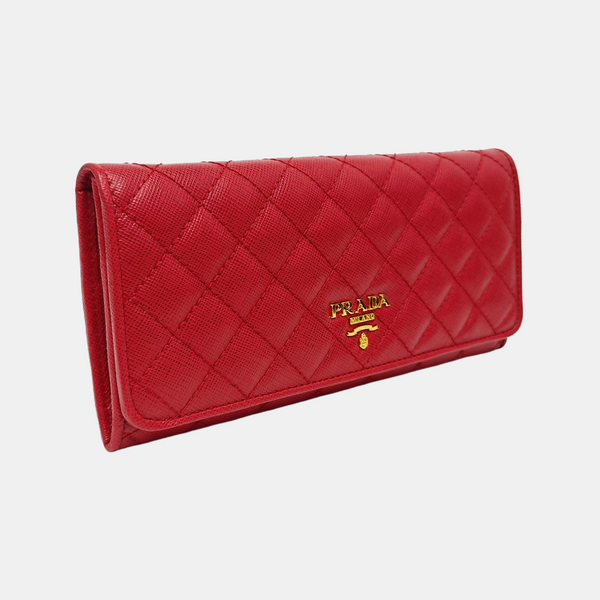 Quilted Calfskin Wallet Red