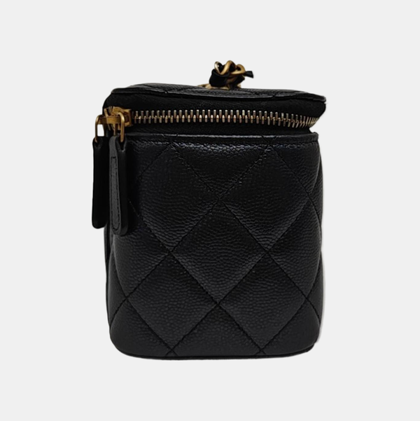 VANITY CASE Small Quilted Grained Calfskin Black