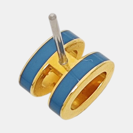 Pop H Metal Gold Stud Earrings
