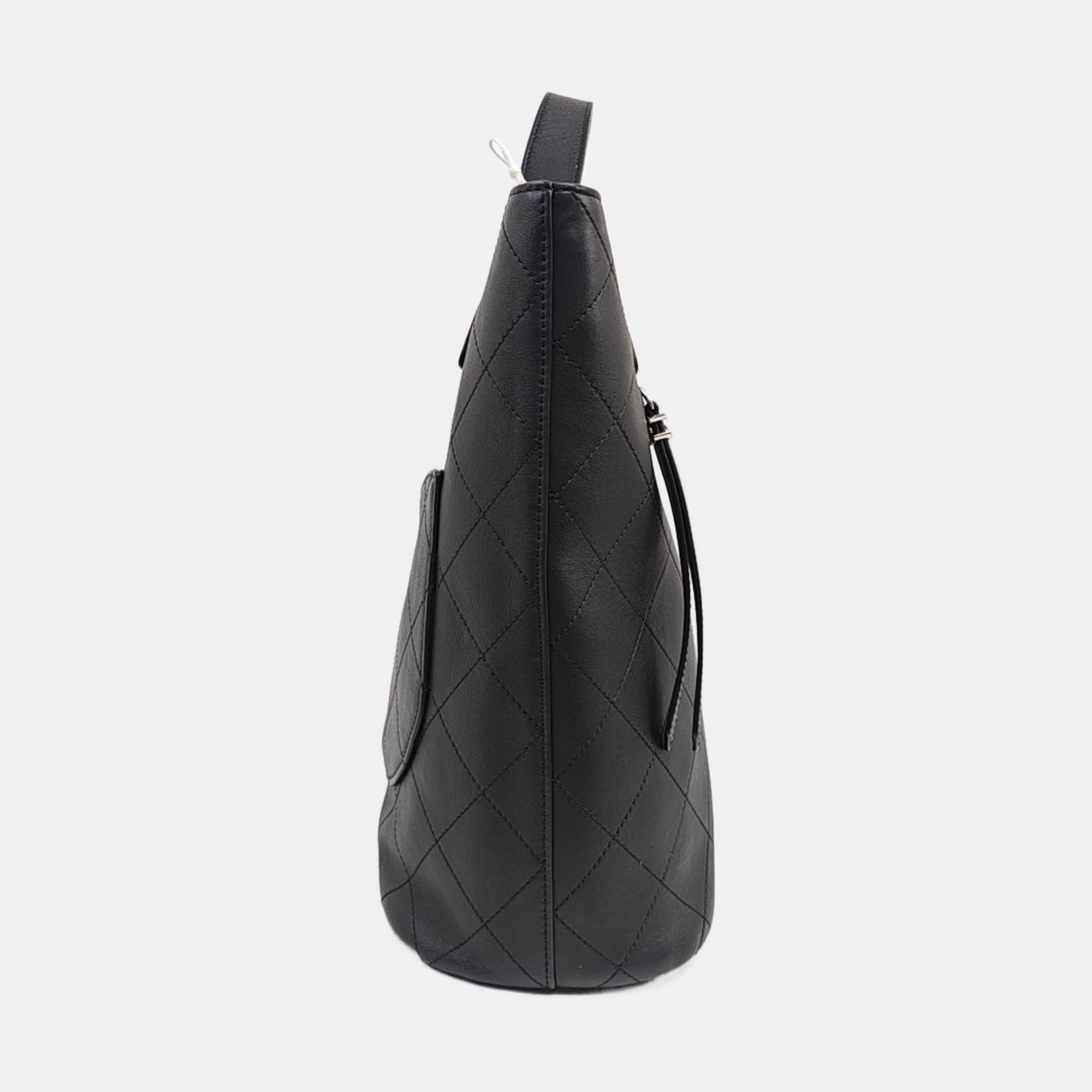 Quilted Calfskin Bucket Bag Black