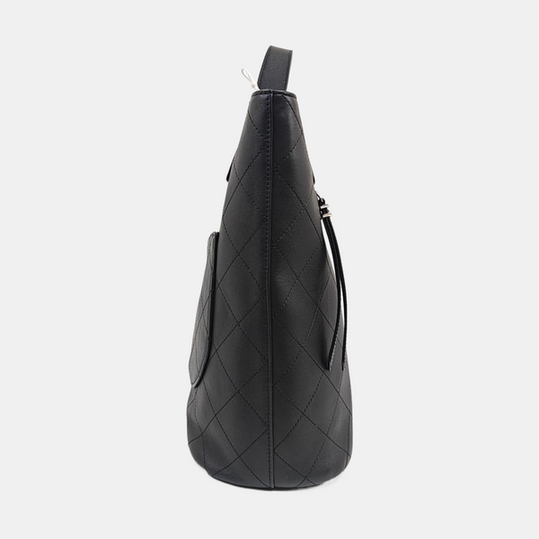 Quilted Calfskin Bucket Bag Black