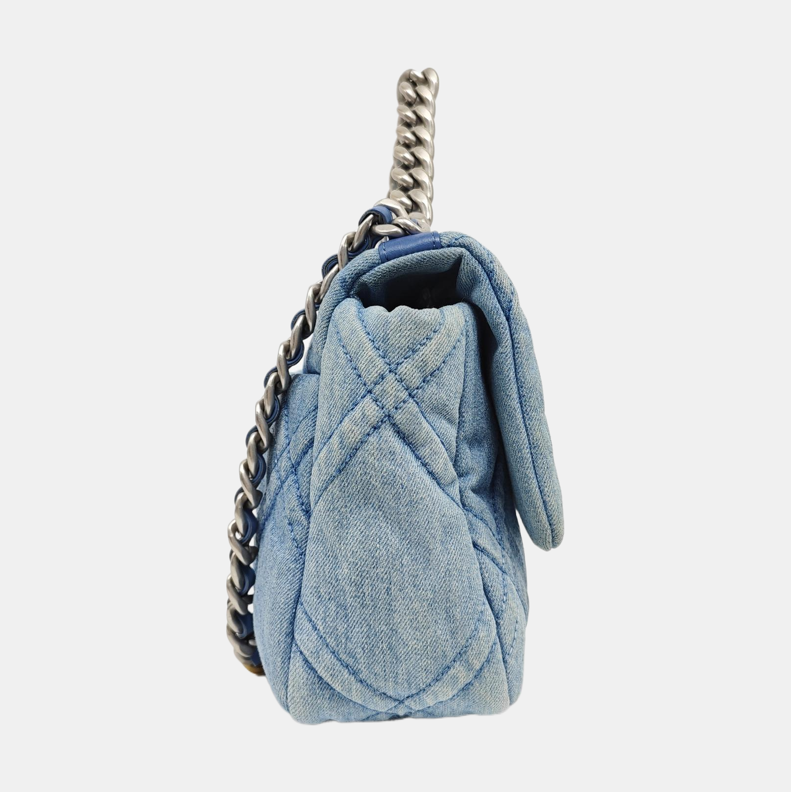 CHANEL 19 Small Quilted Canvas Blue