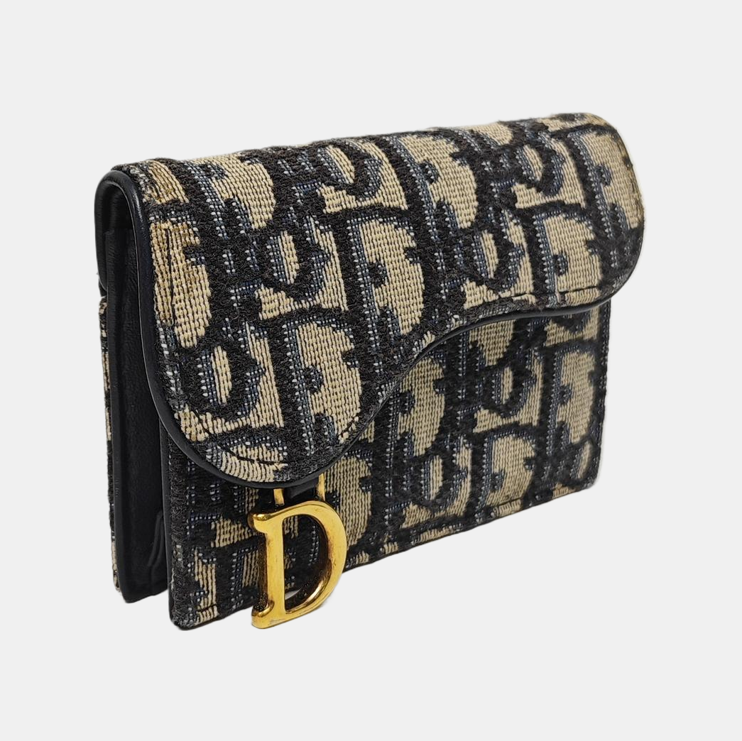 Authenticated pre-owned  Saddle Monogram Fabric Blue Card Holder - Card Holder at Looply