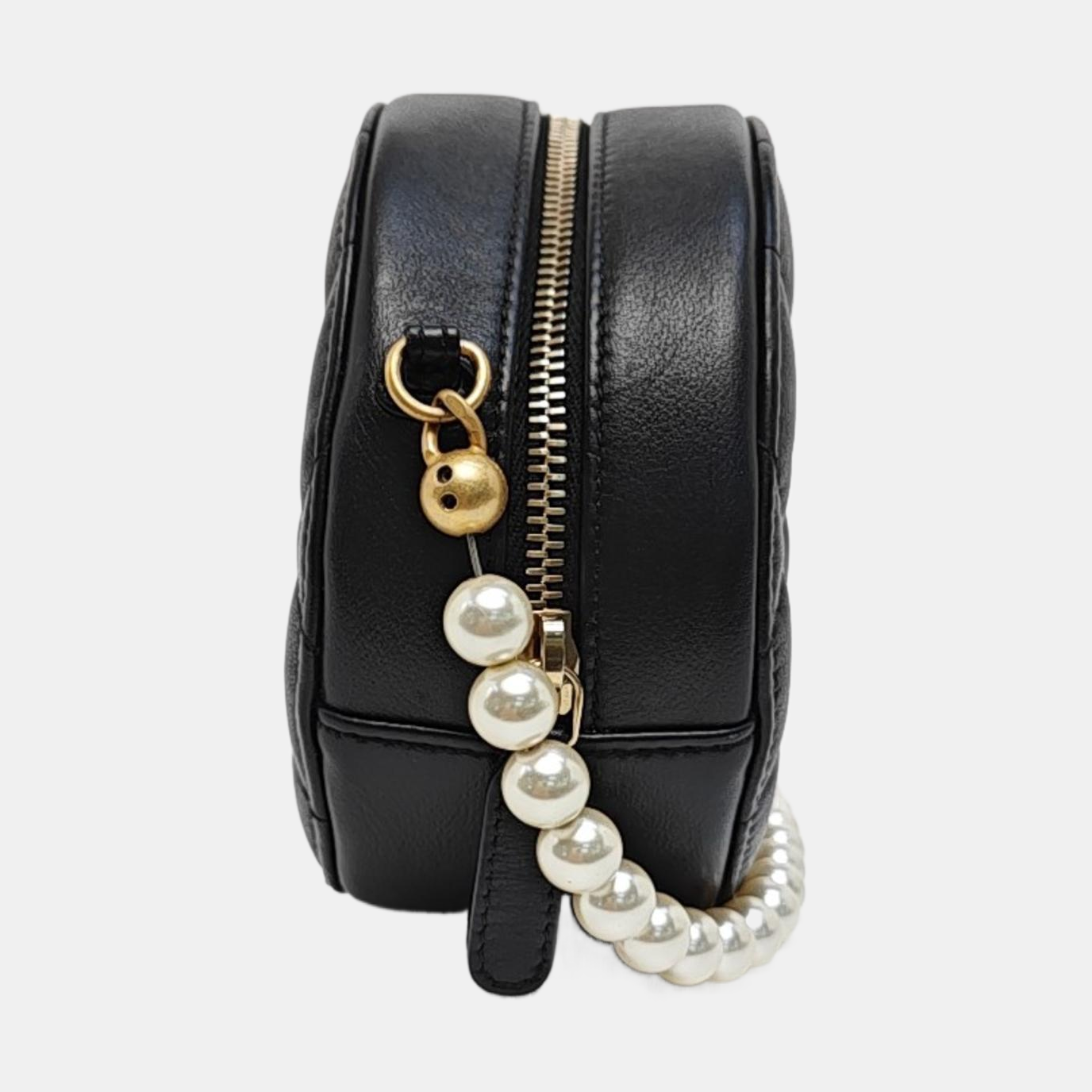 ROUND Mini Quilted Calfskin Black