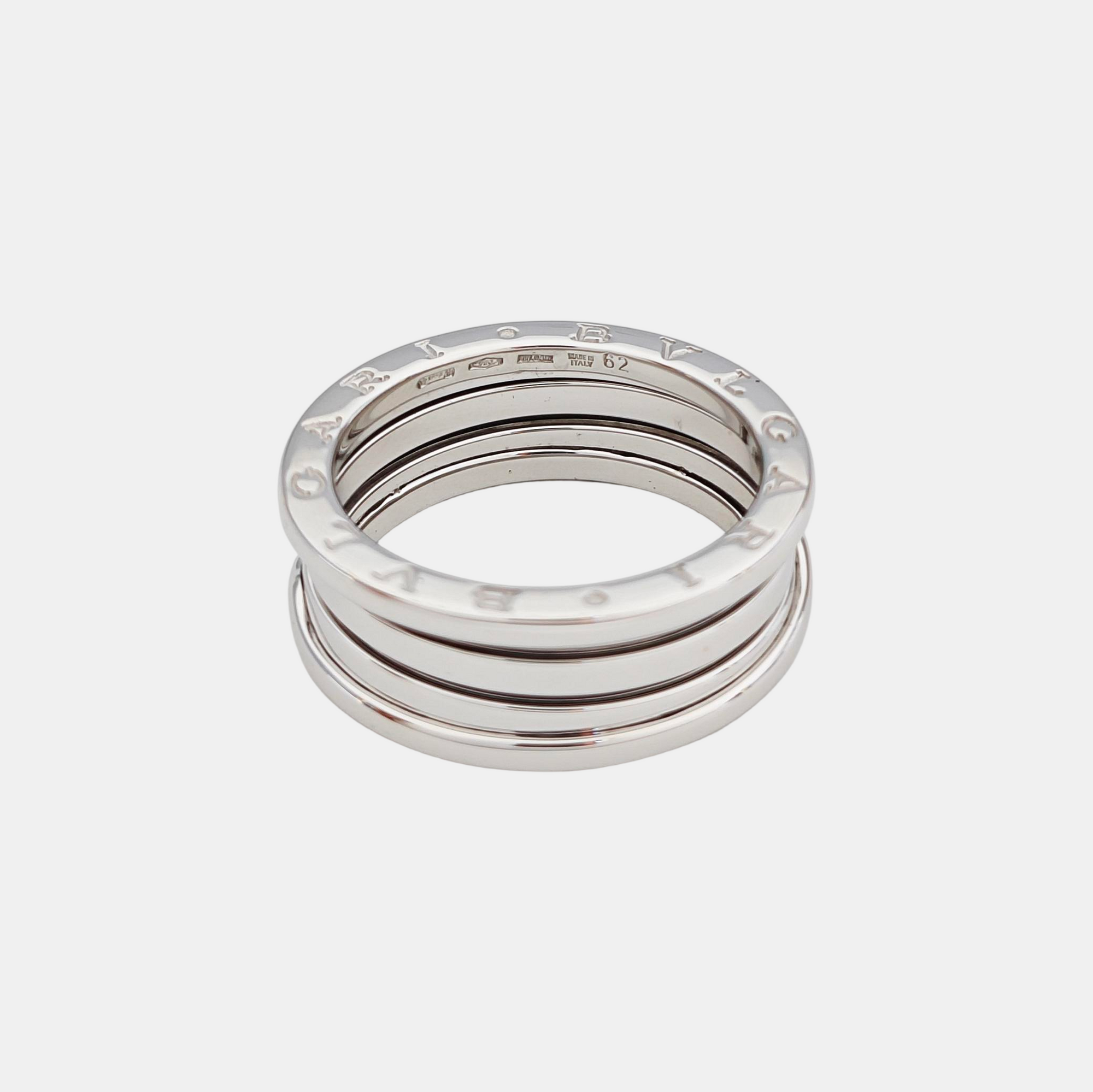 B.ZERO1 18k White Gold Silver Ring EU 62