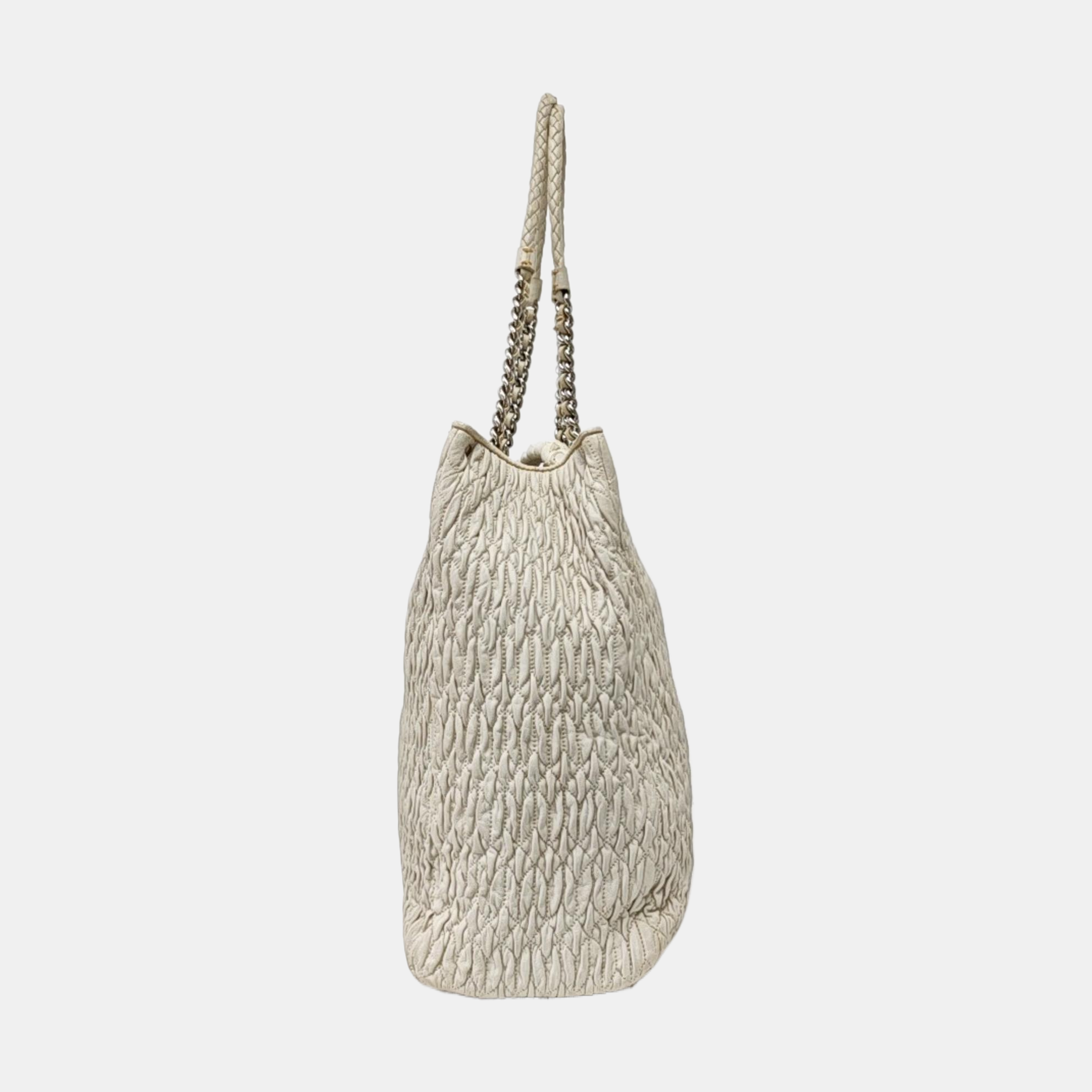 Quilted Lambskin Shoulder Bag White