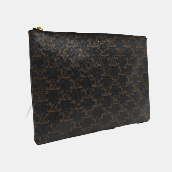 Coated Canvas Clutch Brown