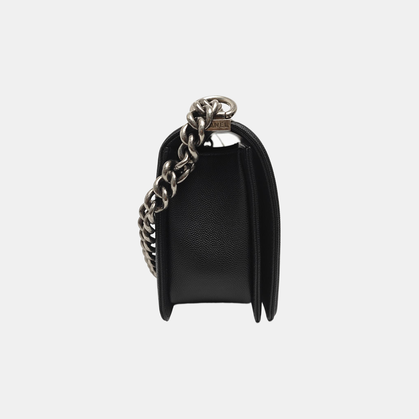 BOY CHANEL Medium Quilted Grained Calfskin Black
