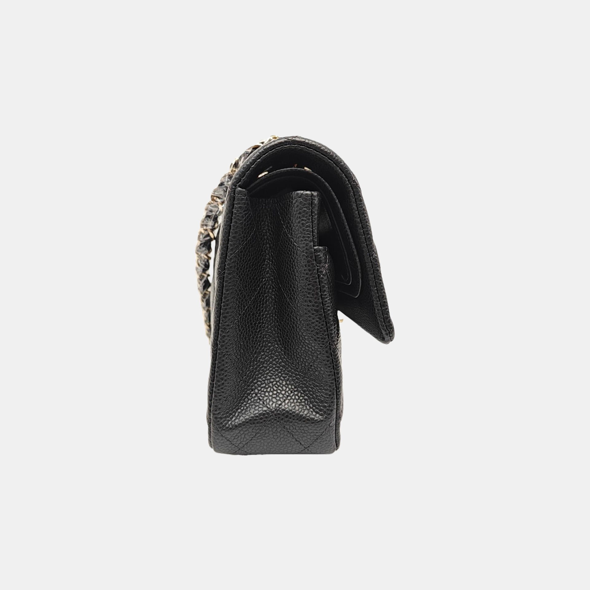 CLASSIC FLAP Medium Quilted Grained Calfskin Gray