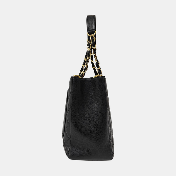CHANEL GST Large Quilted Grained Calfskin Black