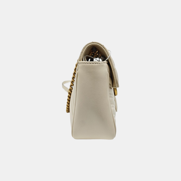 GG Marmont Medium Quilted Calfskin White