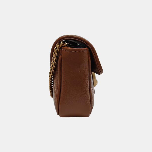 GG Marmont Mini Quilted Calfskin Brown