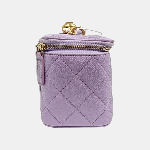 VANITY CASE Small Quilted Grained Calfskin Purple