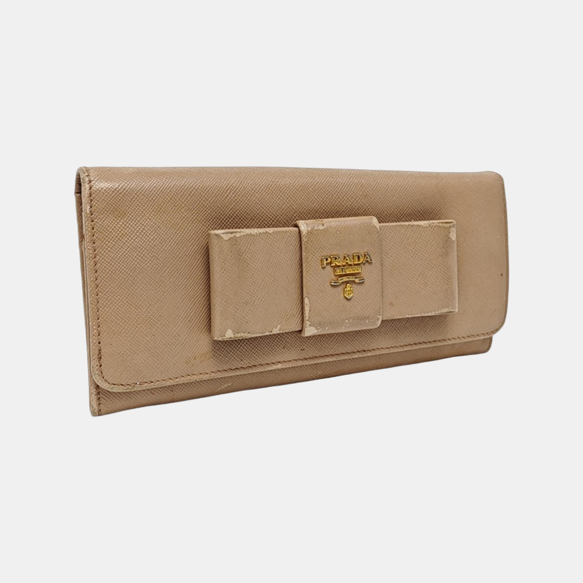 Fiocco Bow Saffiano Calfskin Pink Wallet