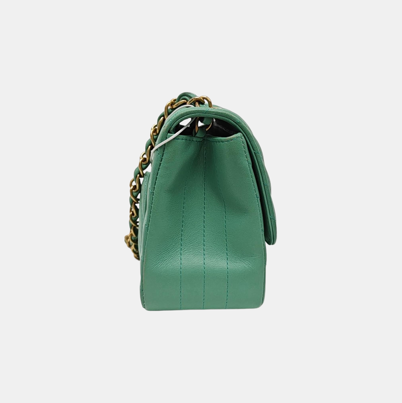CLASSIC FLAP Mini Chevron Calfskin Green