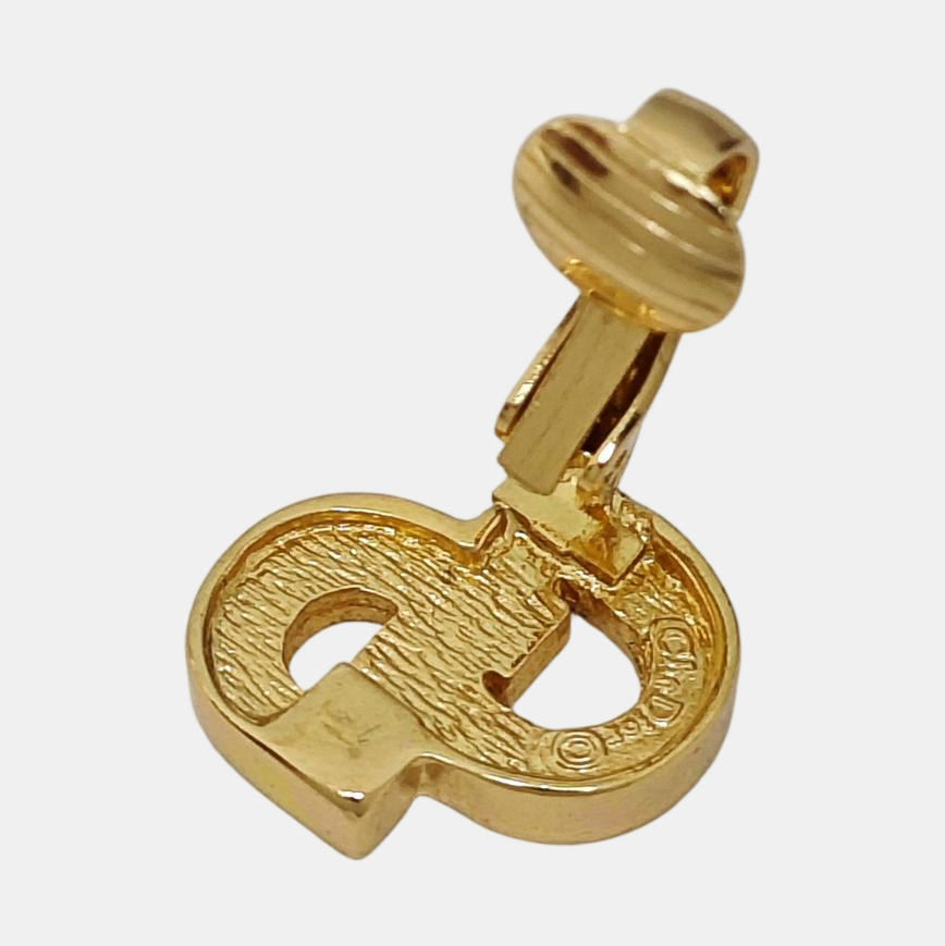 Petit CD Metal Gold Clip On Earrings