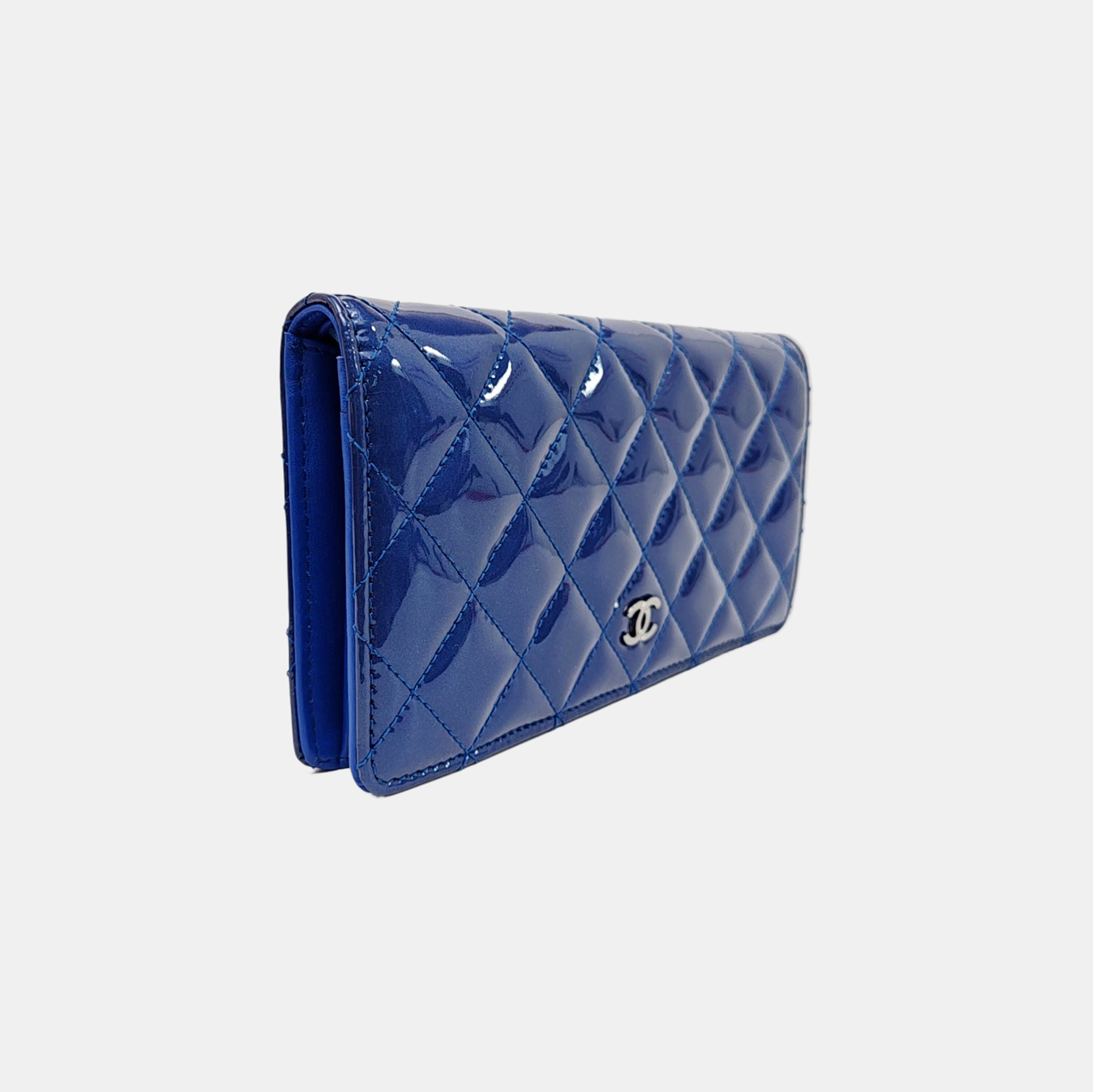 Quilted Calfskin Wallet Blue