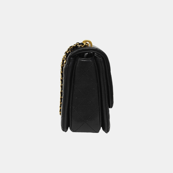 Large Quilted Grained Calfskin Black