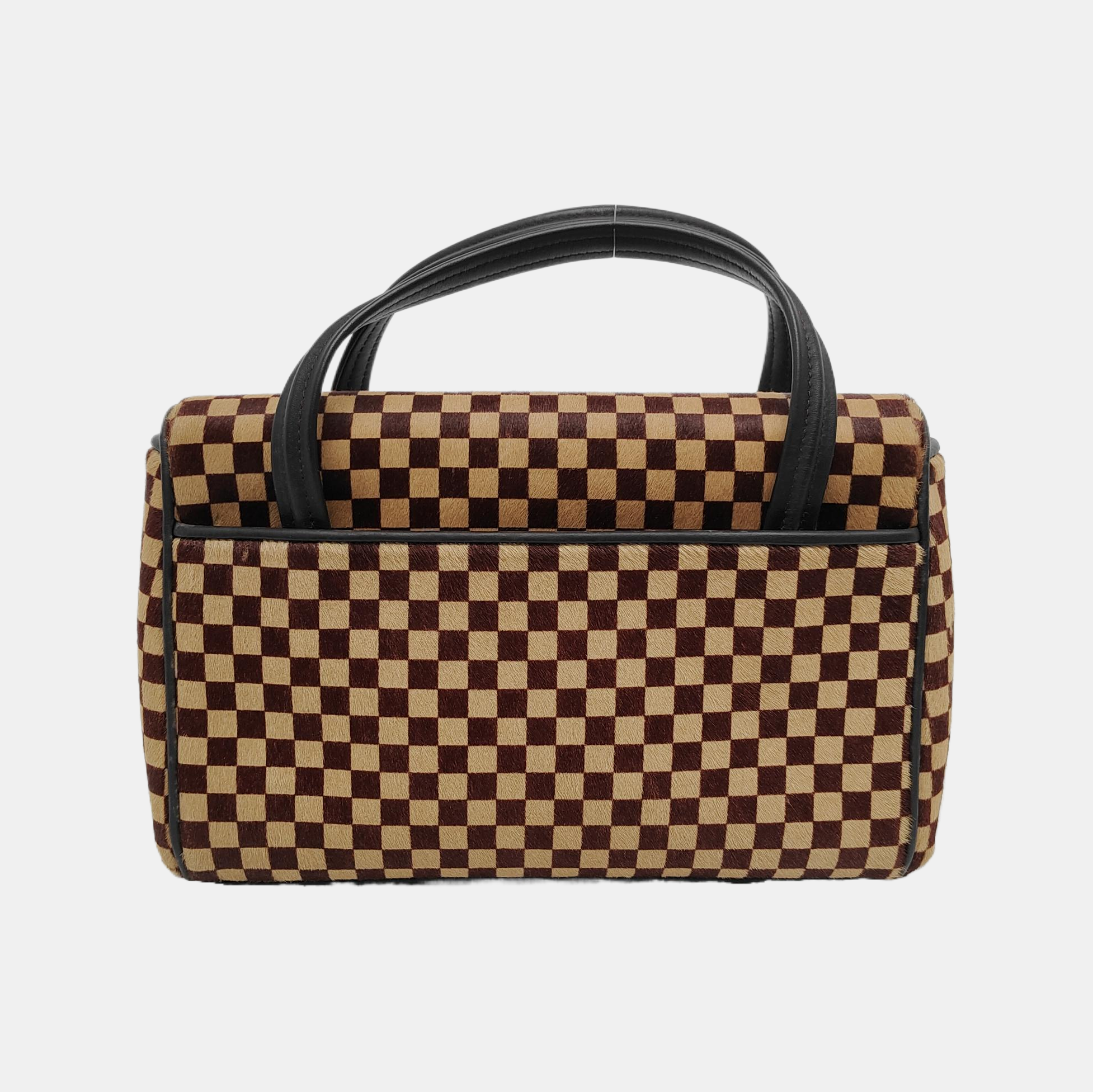 LIONNE Damier Ebene Horsehair Brown