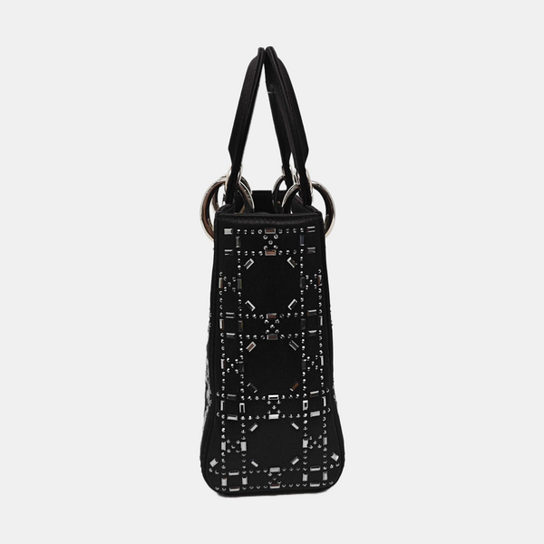 Authenticated pre-owned  Lady Dior Mini Silk Satin Black - Tote Bag at Looply