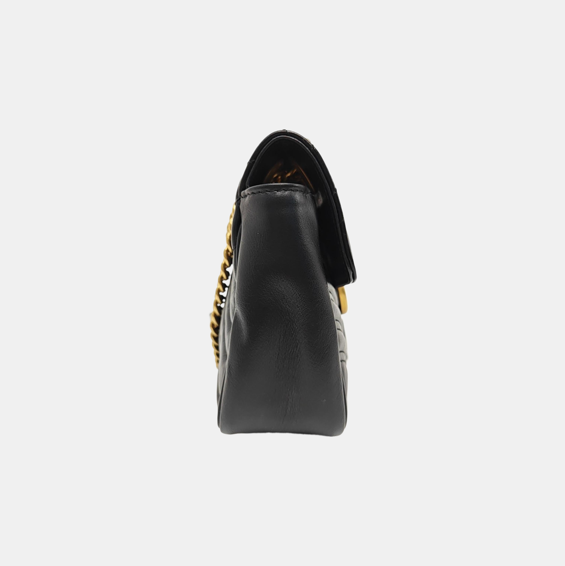 GG Marmont Medium Quilted Calfskin Black