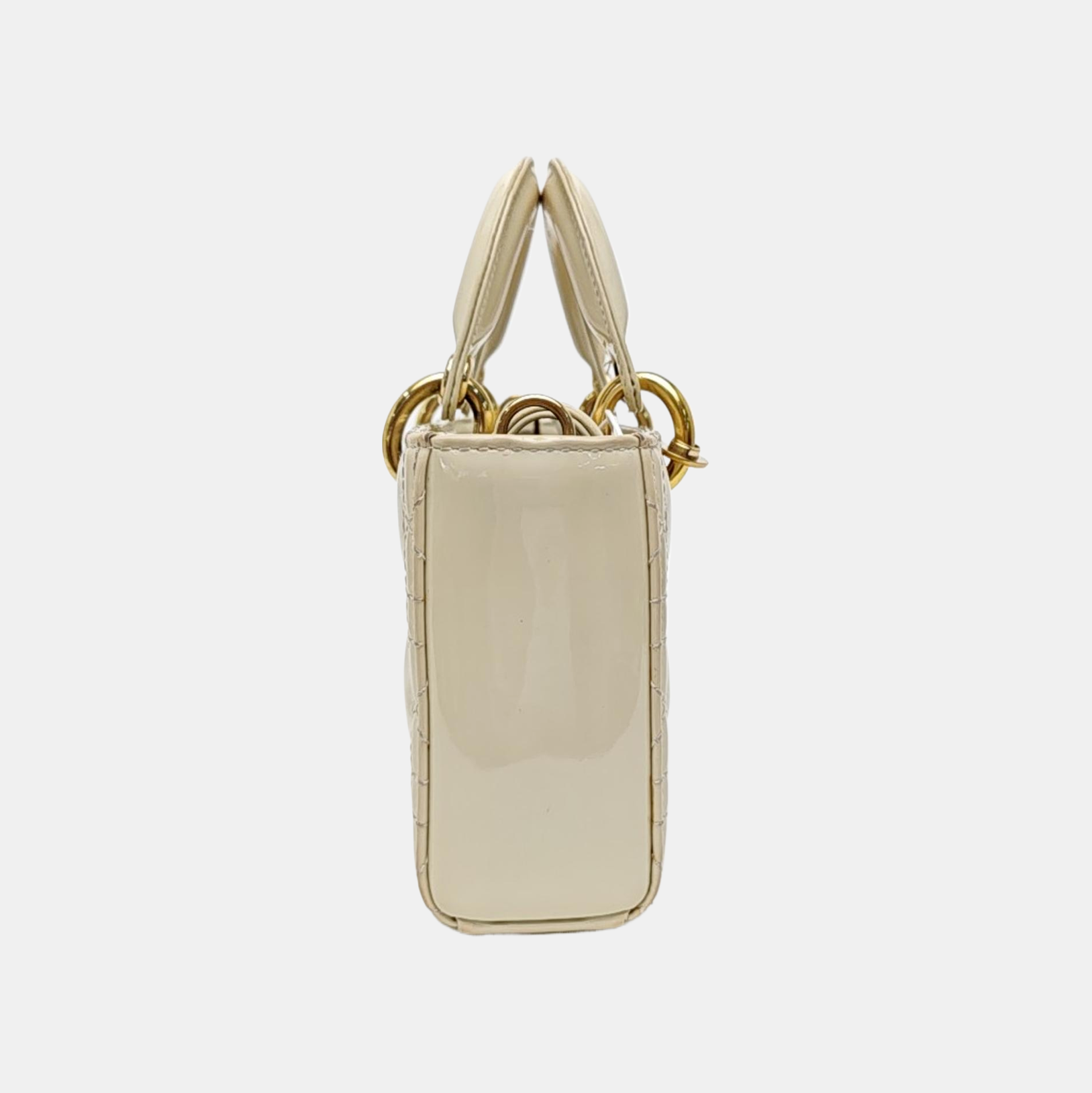 Lady D-Joy Small Cannage Patent Leather White