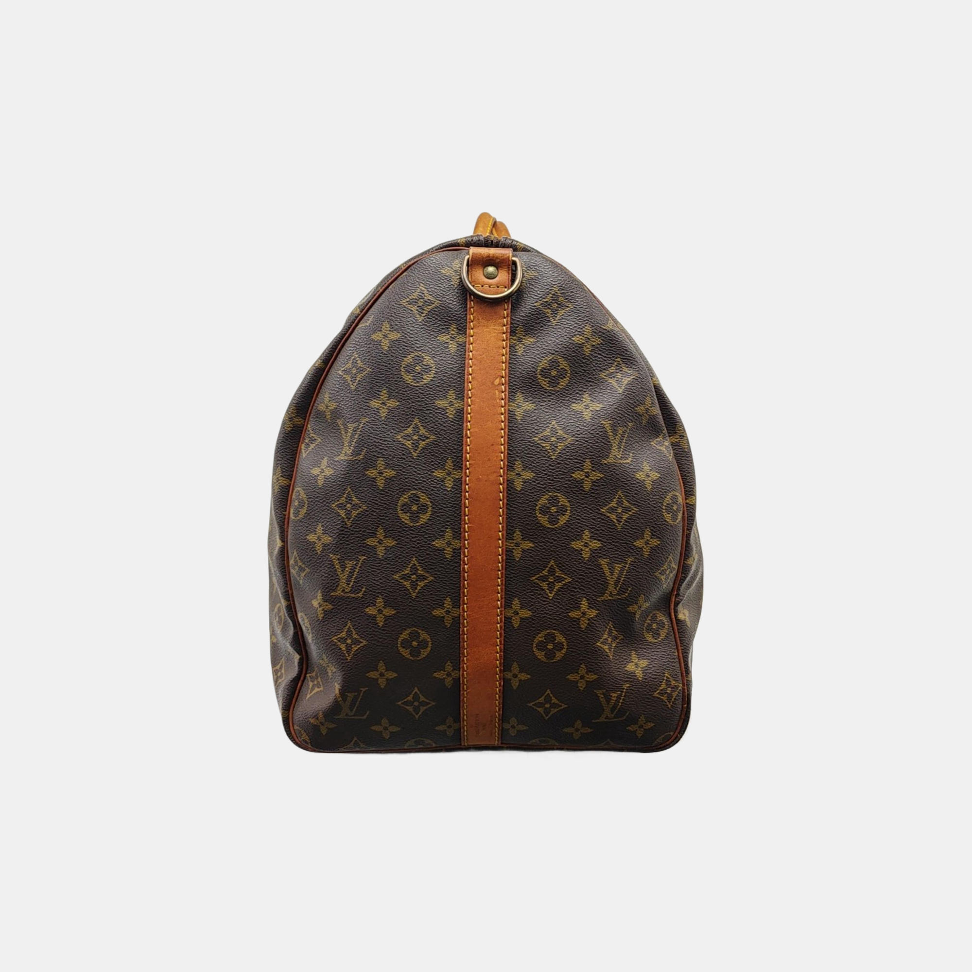 KEEPALL 60 Monogram Coated Canvas Brown
