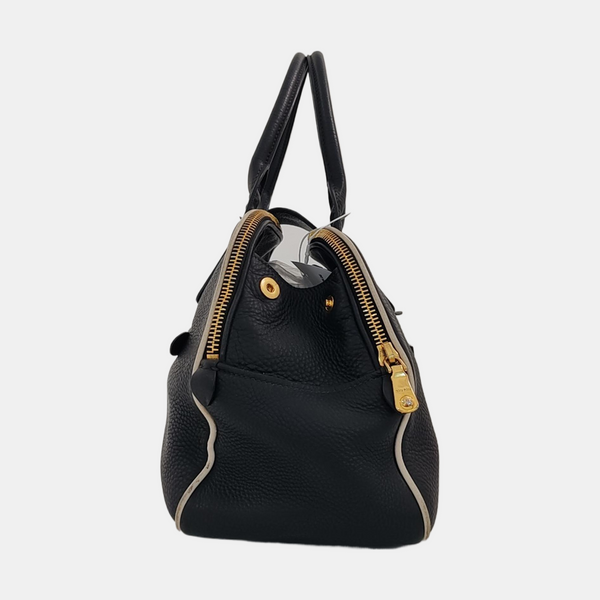 Calfskin Top Handle Bag Black
